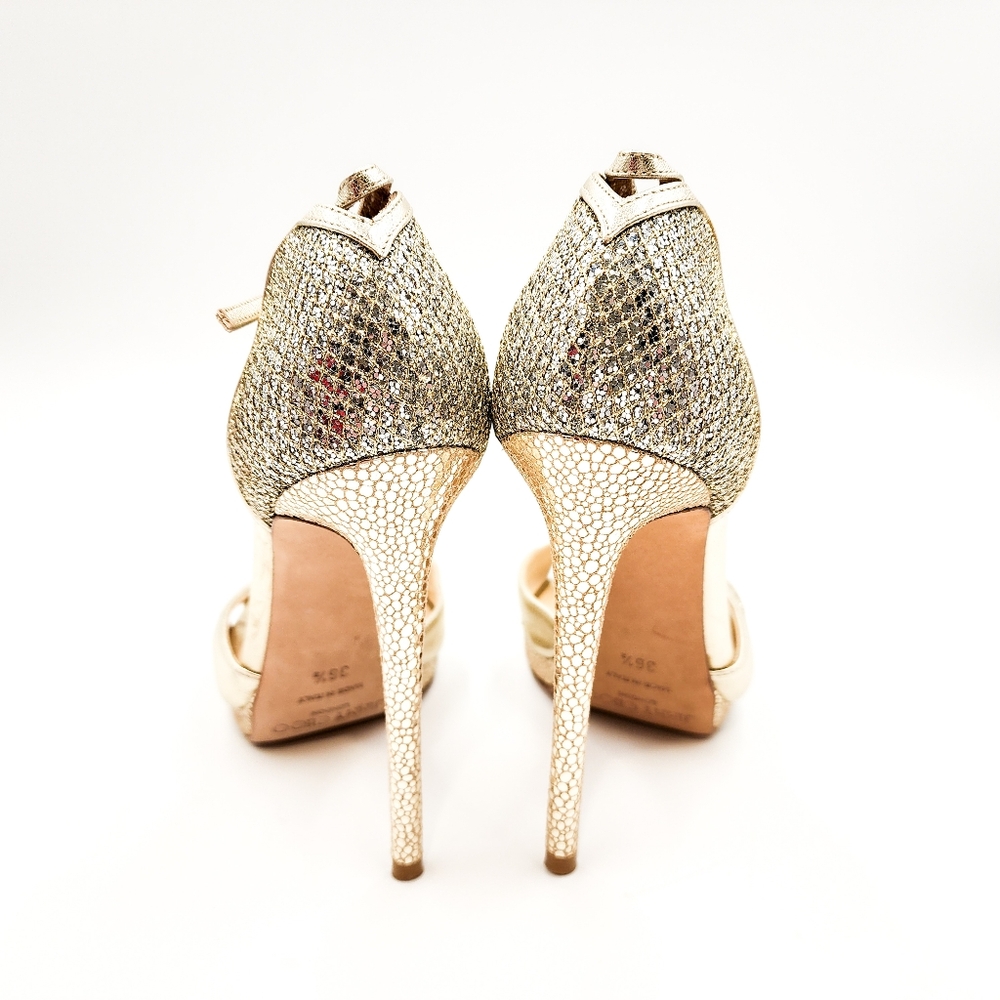Jimmy Choo Gold Glitter Heels - Picture 5 of 8